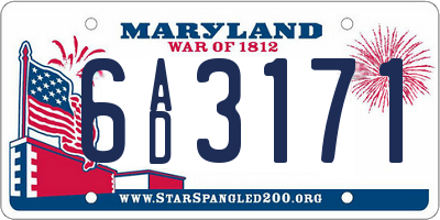 MD license plate 6AD3171