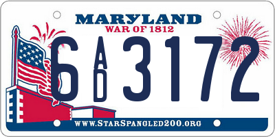 MD license plate 6AD3172