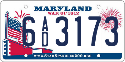 MD license plate 6AD3173