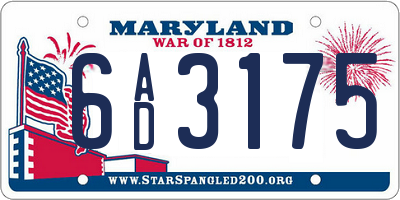 MD license plate 6AD3175