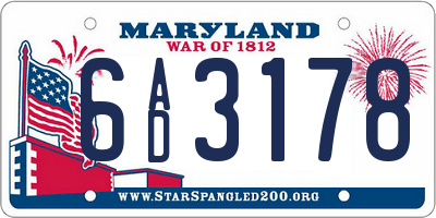 MD license plate 6AD3178