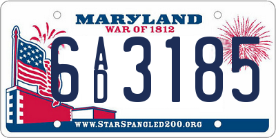 MD license plate 6AD3185