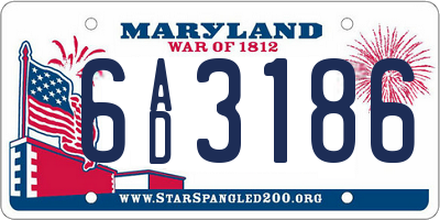 MD license plate 6AD3186