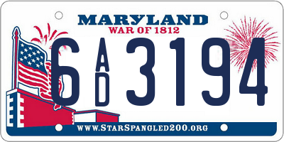MD license plate 6AD3194