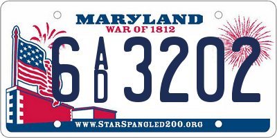 MD license plate 6AD3202