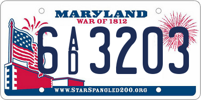 MD license plate 6AD3203