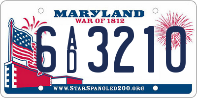 MD license plate 6AD3210