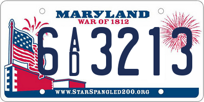 MD license plate 6AD3213