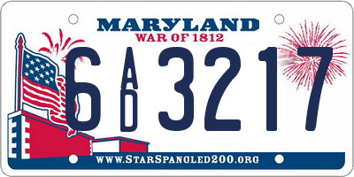 MD license plate 6AD3217