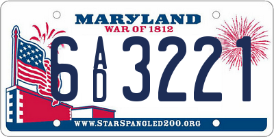 MD license plate 6AD3221