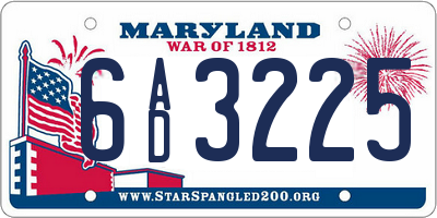 MD license plate 6AD3225