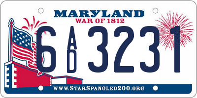MD license plate 6AD3231