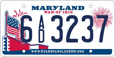 MD license plate 6AD3237