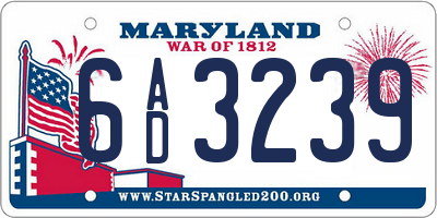 MD license plate 6AD3239