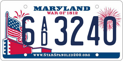 MD license plate 6AD3240