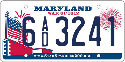 MD license plate 6AD3241