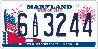 MD license plate 6AD3244