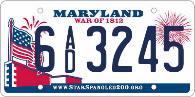 MD license plate 6AD3245
