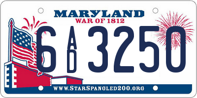 MD license plate 6AD3250