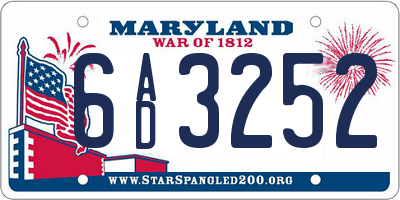 MD license plate 6AD3252