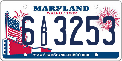 MD license plate 6AD3253