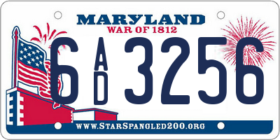 MD license plate 6AD3256