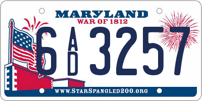 MD license plate 6AD3257