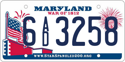 MD license plate 6AD3258