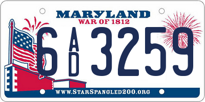 MD license plate 6AD3259