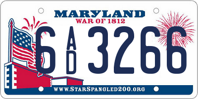 MD license plate 6AD3266