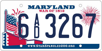 MD license plate 6AD3267