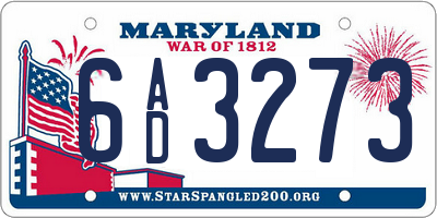 MD license plate 6AD3273