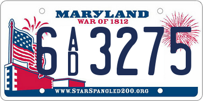 MD license plate 6AD3275