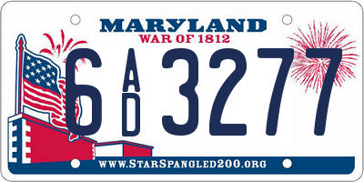 MD license plate 6AD3277