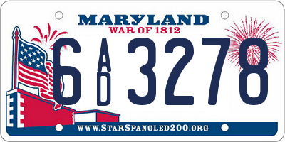 MD license plate 6AD3278