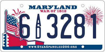 MD license plate 6AD3281