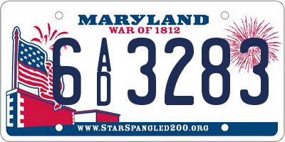 MD license plate 6AD3283