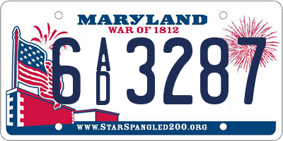 MD license plate 6AD3287