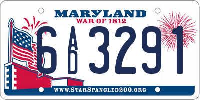 MD license plate 6AD3291