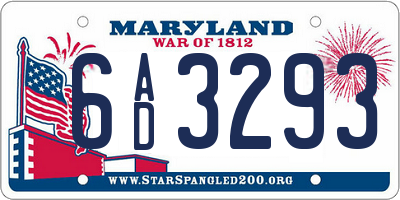 MD license plate 6AD3293