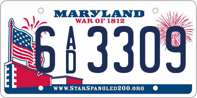 MD license plate 6AD3309