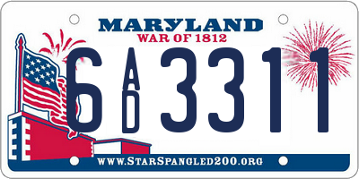 MD license plate 6AD3311