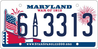 MD license plate 6AD3313