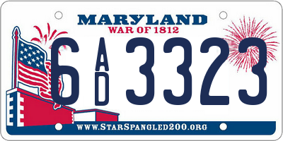 MD license plate 6AD3323