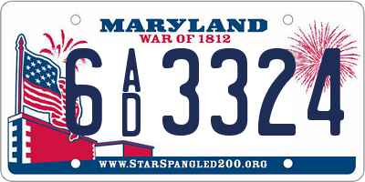 MD license plate 6AD3324