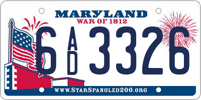 MD license plate 6AD3326