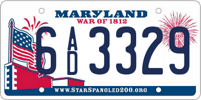MD license plate 6AD3329