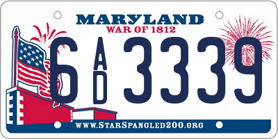 MD license plate 6AD3339