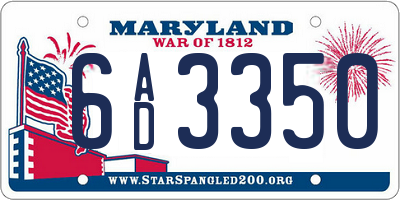 MD license plate 6AD3350