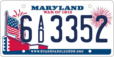 MD license plate 6AD3352